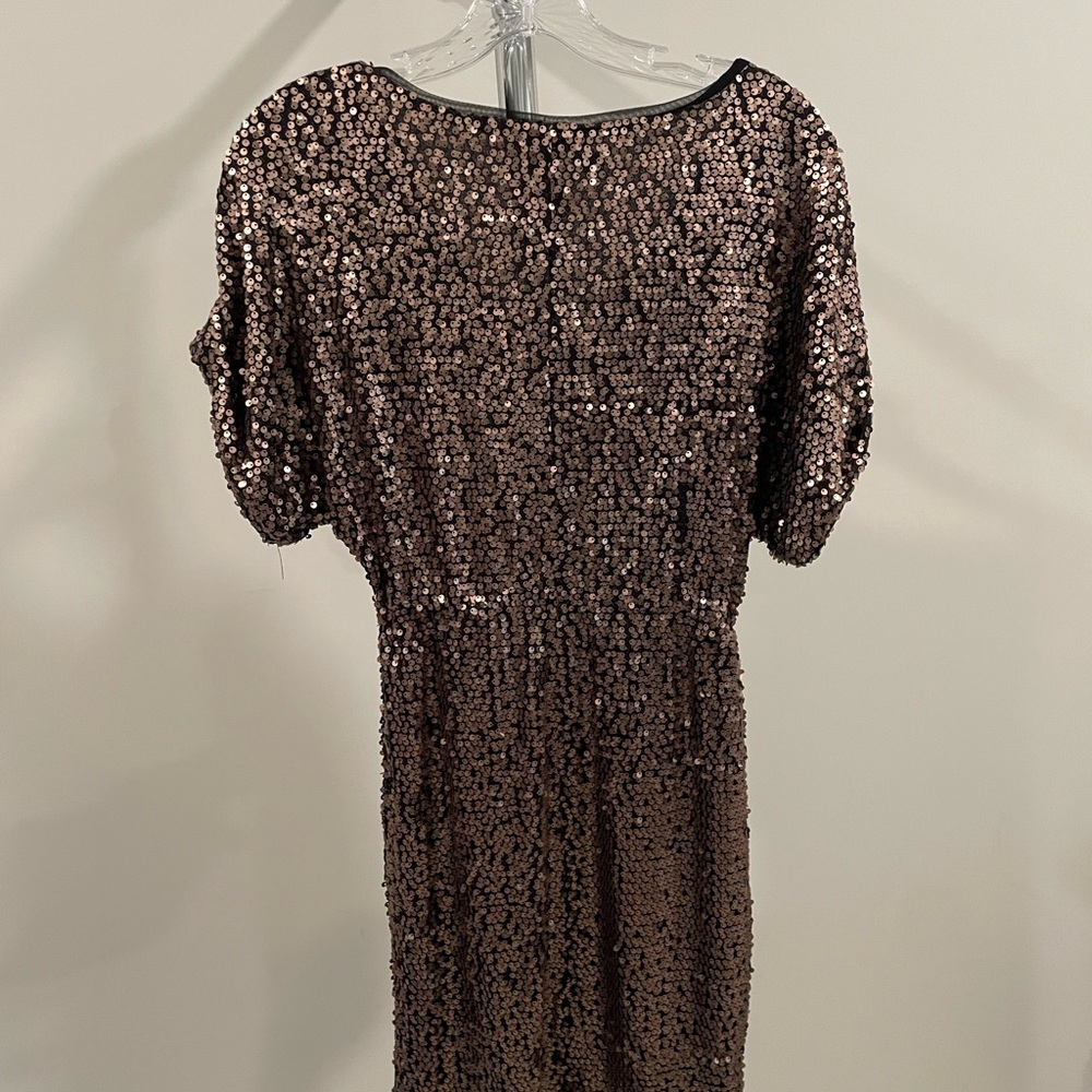 French Connection Sequin Sheath Dress Brown and Black - Picture 5 of 5